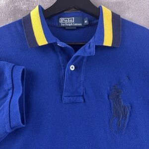 Polo Ralph Lauren Big Pony Polo Shirt Mens Size Medium Blue Tipped Collar